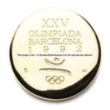 Barcelona 1992 Olympic Games gilt VIP version of the participation medal,  designed by Xavier