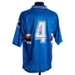 David Platt signed blue U.C. Sampdoria No.4 home jersey, season 1994-95, short-sleeved with ASICS