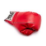 Lennox Lewis and Michael Grant double-signed boxing glove, the red left-hand Everlast glove signed