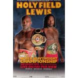 Signed Lennox Lewis v Evander Holyfield framed poster for the World Heavyweight Championship on 13th