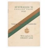Rare Australian XI 1930 England Tour Orient Line brochure, with individual photographs of all 17