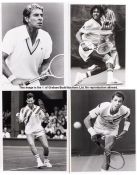 Large collection of press photographs of tennis legends, mix of b&w and colour action shots and