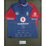 Team-signed England v New Zealand 2008 ODI Tour presentation cricket shirt, official memorabilia