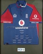 Team-signed England v New Zealand 2008 ODI Tour presentation cricket shirt, official memorabilia