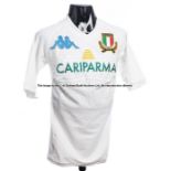 Mirco Bergamasco Italy FIR rugby white No.11 test match jersey 2011 short sleeved with Italy FIR and