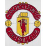 Leaded & stained glass panel bearing the Manchester United Football Club crest, in black & gilt