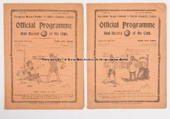 Two Tottenham Hotspur home programmes season 1913-14, Everton 22nd November & West Bromwich Albion