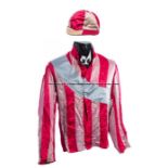 The silks worn by Lester Piggott when winning the 1954 Derby at Epsom on Never Say Die, the