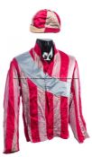 The silks worn by Lester Piggott when winning the 1954 Derby at Epsom on Never Say Die, the