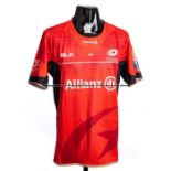 George Kruis Saracens Aviva Premiership Champions No.4 red jersey, season 2016-17, short sleeved