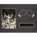 Sugar Ray Leonard signed photograph display, the 9 1/2 by 6 1/2in. b&w signed in gold marker,