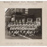 Official photograph of the Bristol Rugby Football Club team in season 1922-23, 9 1/2 by 11in. b&w,