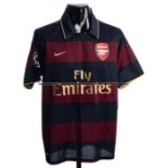 Kolo Toure Arsenal FC redcurrant and navy No.5 third choice jersey season 2007-08, match issue,