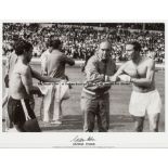 George Cohen signed photograph of himself with Alberto Gonzalez and Alf Ramsey, played at Wembley on