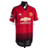 Paul Poga red Manchster United No.6 Premier League jersey season 2018-19, short-sleeved, Premier
