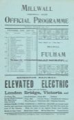 Millwall v Tottenham Hotspur programme 6th November,1915, London Football Combination wartime issue,