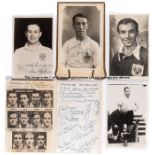 Newcastle United team signatures and signed football legends photographs, circa mid-20th century,