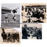 22 original football press photographs, including the Manchester United team boarding the plane
