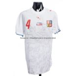 Tomas Galasek white Czech Republic No.4 unused substitute's jersey from the International friendly