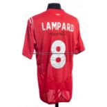 Frank Lampard signed England 2004-05 red replica away jersey, short sleeved with England badge,