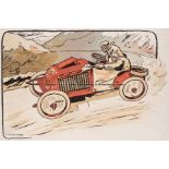 L. Lucien Faure (1827-1943) signed limited edition print featuring The Farman Brothers in a motor