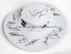 Team-signed Ryan Sidebottom England Test Match sunhat from 2009, Signed by the England team in black