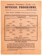 23 Arsenal wartime single-sheet home programmes, 4 x 1942-43, 5 x 43-44, 6 x 44-45 & 8 x 45-46