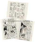 Trio of Roy Ullyett original artworks for newspaper cartoons featuring the England v Australia