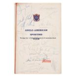 Multi-signed 1970 Anglo-American Sporting Club Boxing dinner menu in honour of George Best, from the