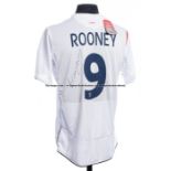 Wayne Rooney signed England 2005-06 white replica home jersey, short sleeved with England badge,