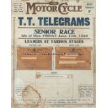 Isle of Man Senior TT motor cycling race poster with telegrams, dated Friday 17th June 1938,