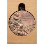 Montreal 1976 Olympic Games bronze prize medal for gymnastics,  in bronze, 60mm., the obverse with