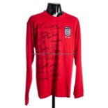 1966 World Cup Final retro jersey signed by 21 members of the 22-man England Squad, signed after the