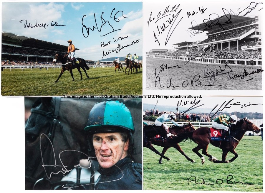 Collection of signed photographs of famous National Hunt moments and personalities, majority 12 by