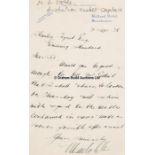Montague Alfred Noble signed, handwritten letter to the Evening Standard's Stanley Tiquet, cricket