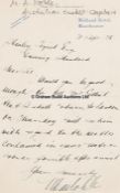 Montague Alfred Noble signed, handwritten letter to the Evening Standard's Stanley Tiquet, cricket