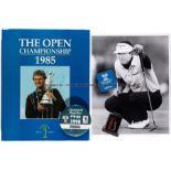 Golf memorabilia including autographed items, Sandy Lyle signed 1985 Open Championship souvenir