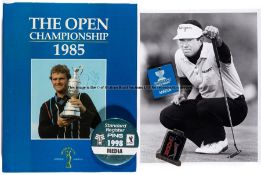 Golf memorabilia including autographed items, Sandy Lyle signed 1985 Open Championship souvenir
