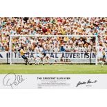 Pele and Gordon Banks double-signed large 1970 World Cup colour photoprint, titled "The Greatest