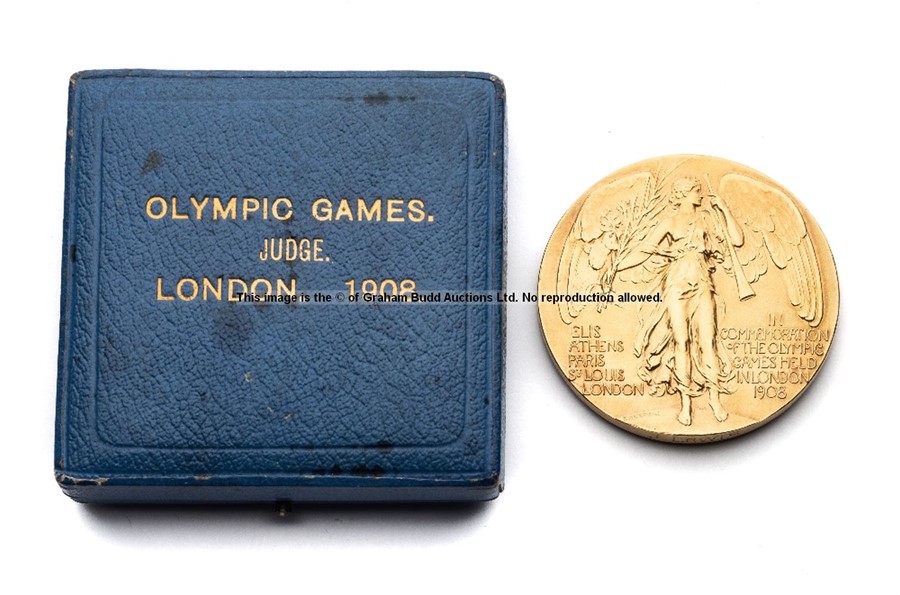 London 1908 Olympic Games judge's participant's medal awarded to John Lewis the referee for the