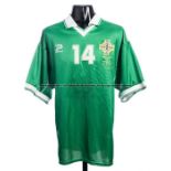 Iain Jenkins signed green Northern Ireland No.14 unused substitute's jersey issued for the