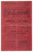 Gillingham v Brentford programme 19th September 1931, punch-holes professionally repaired