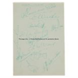 West Indies cricketers 1950 touring team signed album page, signed in green ink by 11 team members
