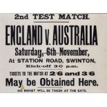 Original advertisement poster for the Great Britain v Australia Second Rugby League Test Match,