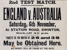 Original advertisement poster for the Great Britain v Australia Second Rugby League Test Match,