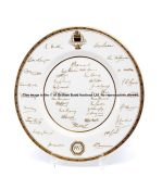 Royal Worcester porcelain cricket plate commemorating the 1953 Ashes, circular with facsimile