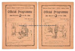 Two Tottenham Hotspur home programmes season 1913-14, Liverpool 4th April 1914 & Aston Villa 18th