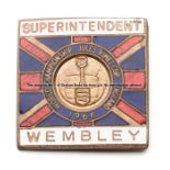 1966 World Cup Wembley Stadium Superintendent's badge, the square enamelled pin badge with Jules