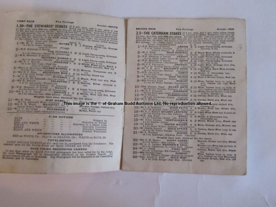 Four 1940s Epsom Derby Day racecards, comprising 1946 (Airborne), 1947 (Pearl Diver), 1948 (My Love) - Image 20 of 21