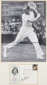 Collection of memorabilia relating to the British tennis champion Fred Perry, including a number